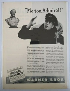 Anuncio impreso de película de Humphrey Bogart acción en el Atlántico Norte 1943 Segunda Guerra Mundial promoción de colección - Imagen 1 de 1