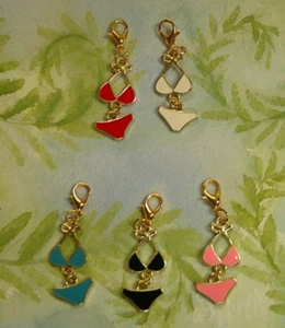Charm Clip-On Bikini Bathing Swim Suit  Bracelet Purse Zipper Backpack Keychain - Picture 1 of 6