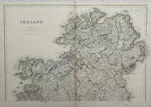 More details for 1860 north ireland hand coloured antique map by g.w. blackie