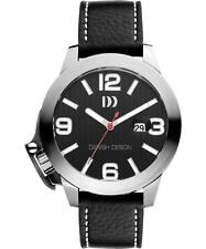 Danish Design IQ13Q915 48mm Black Dial Stainless Steel Leather Quartz Mens Watch