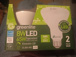 2 Green Lite 8W = 65W LED BR30 Dimmable Bulbs - Picture 1 of 3