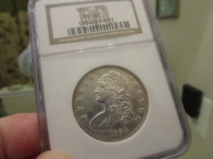 BEAUTIFUL - ALL WHITE 1834 CAPPED BUST HALF DOLLAR - NGC MS-62 IT LOOKS NICER - Picture 1 of 9