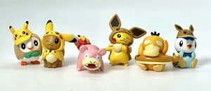 Pokemon Lot of 6 PVC Mini Figurine Toys Gacha Poncho - Pikachu, Eevee, Psyduck - Picture 1 of 5