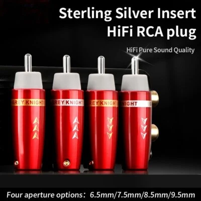 4PCS Hifi Rca Plug Pure Silver Signal Cable Connector Audio Speaker Terminal DIY - Imagem 1 de 4