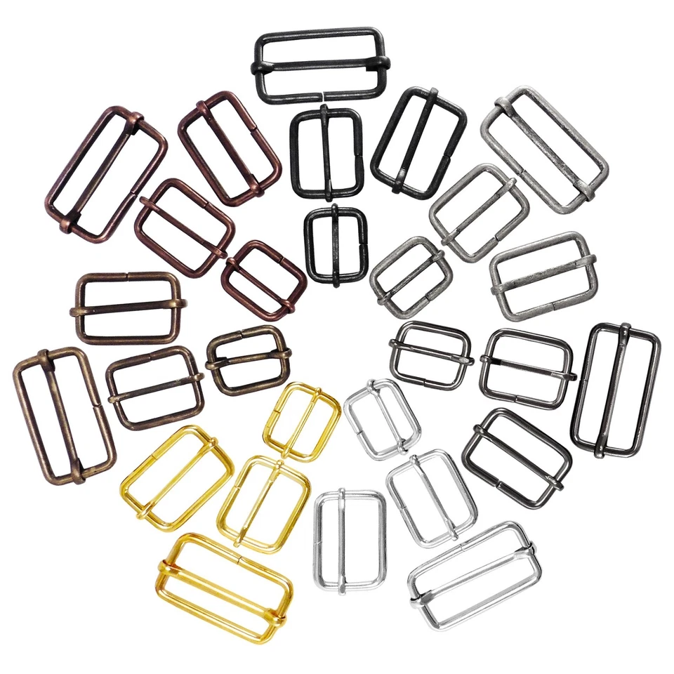 Metal Slider Buckle Webbing Tri-Bar Adjusters Belt Straps 20 25 30 35 40 mm - Image 1 of 1