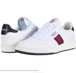 POLO RALPH LAUREN Court Low-Top Sneaker Sz 11 Navy/Cream/Red - Picture 1 of 16