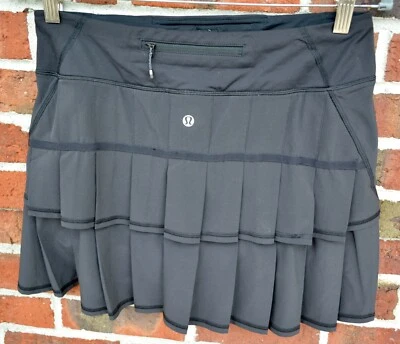 Falda Lululemon Talla 6 Run Pace Setter Forro Plisado Negro Foto 1 de 4
