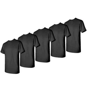 Large Black Lot of 5 Gildan Men Heavy Cotton Plain Short Sleeves T-Shirt 5000 IR - Picture 1 of 2