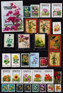 Tous Pays 30 timbres + 1 bloc oblitérés ZY3578/18: Les fleurs - Photo 1/1