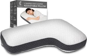 L Shaped Pillow Side Sleeper Pillow for Neck and Shoulder Pain Relief – Adjustab - Picture 1 of 6