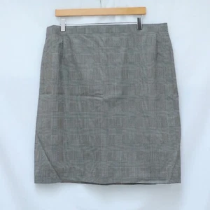 DAKS Signature pencil skirt straight short knee length grey plaid window pane 18 - Picture 1 of 7