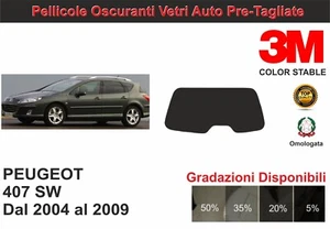 pellicola oscurante vetri pre tagliata Peugeot 407 SW dal 2004 al 2009 kit lun - Imagen 1 de 1