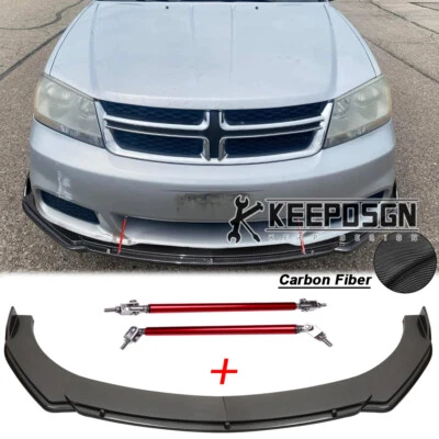 Alerón divisor de labios parachoques delantero + varillas fibra de carbono para Dodge Avenger r/t sxt Foto 1 de 4