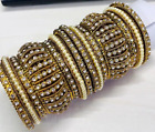 Bollywood Indian Gold Plated Bracelet Pearl Kada Arrangments Bangles Jewelry Set