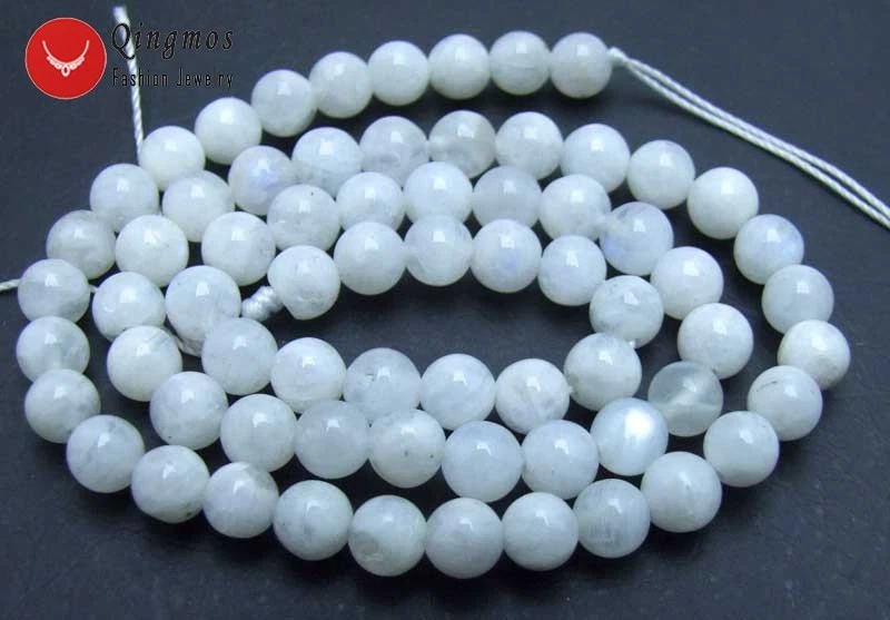 6mm Round Natural White Moonstone Loose Beads for Jewelry Making DIY 15'' los600 - Image 1 of 4
