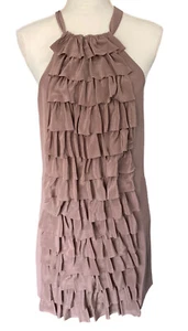 BHLDN Va Et Vien Ruffled 100% Silk Dress Brown Size 2 - Picture 1 of 5