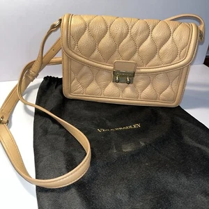 VERA BRADLEY Quilted Leather TESS Crossbody Purse In Nude Tan Adjustable Strap - Picture 1 of 21