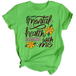Camiseta para mujer retro floral conciencia salud mental ansiedad emocional #MHA - Imagen 1 de 34