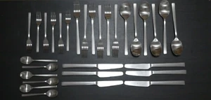 AUERHAHN 6 PERSONEN BESTECK MAHNO 30 TEILE - EDELSTAHL MATTIERT - TOP - Bild 1 von 5