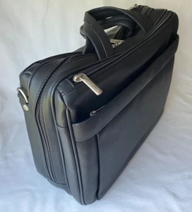 Murano Black Leather Portfolio Laptop Briefcase Shoulder Bag - Bild 1 von 16
