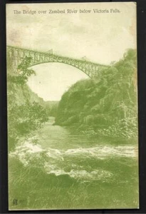 RHODESIA, POSTAL, PUENTE SOBRE EL RÍO VICTORIA FALLS POR GB & CO, VERDE, ESCASO - Imagen 1 de 1