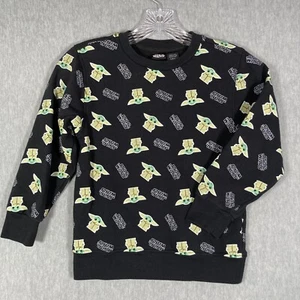 STAR WARS Grogu Baby Yoda Sweatshirt Boys S Black Mandalorian - Picture 1 of 12