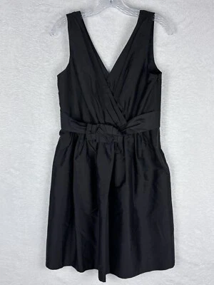 White House 黑色市场女式黑色丝绸无袖内衬连衣裙 8 码 — 第 1/4 张图片