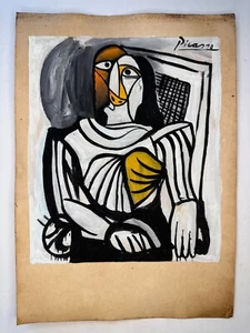 Pablo Picasso COA art painting original drawing vintage paper signed stamped - Picture 1 of 3
