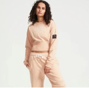 P.E NATION SPRINT CROP SHOT GRAPHIC SWEATSHIRT NUDE SIZE XS - Picture 1 of 7