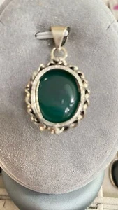 317 ❤️ Collana con ciondolo in onice verde gioiello - Foto 1 di 3
