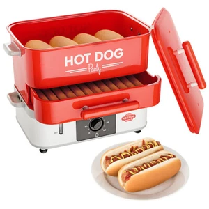 HOT DOG WORLD - Großer Hot Dog Maker mit Brötchenwärmefach - Hot Dog Steamer - Bild 1 von 6