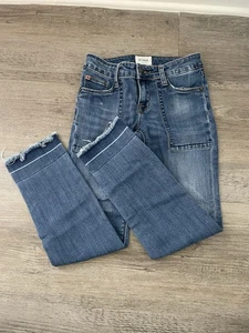 Hudson Youth Girls Denim Blue Jeans Size 12 Raw Hem Medium Wash Stretch Kids - Picture 1 of 4