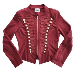 Hot Topic Rumies Jacke Damen S rot Stretch Baumwolle Steampunk Military Goth Band - Bild 1 von 11