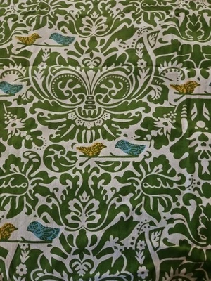 Lote de 4 Paneles Cortina Sin Forro Verde Abstracto Deco Estampado Con Pájaros 82"x 50"W  Foto 1 de 4