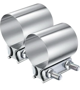 4 Inch Exhaust Clamp Butt Joint Exhaust Pipe Muffler Band Clamp Sleeve Coupler - Picture 1 of 11