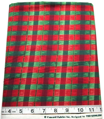 Vintage The Kesslers Christmas Red/Green Plaid BTY Concord Cotton Fabric - Image 1 of 3