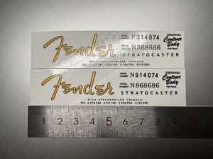 2Pcs For Fender Strat BASS Guitar 66's Headstock Waterslide Decals Metallic Ink - Picture 1 of 9