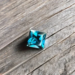 08 MM Topazio Blu Naturale Londra Quadrato Principessa Taglio Gemme Semipreziose - Dicembre - Foto 1 di 6