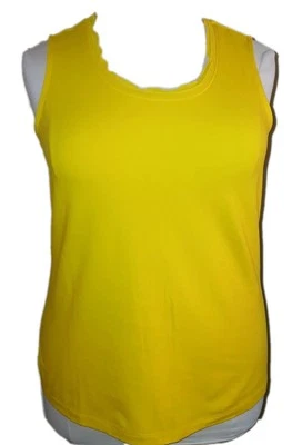 ¡NUEVO! Isaac Mizrahi Live! 1X Camiseta sin mangas amarilla cami con volantes de gasa A223317  Foto 1 de 4