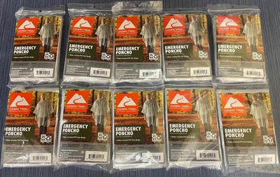 Lot of 10 x Ozark Trail Emergency Poncho Water Resistant PVC-Free Clear - Image 1 of 4