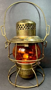 Vintage Orange Glass Globe Adlake Kero Railroad Lantern M&NA RR 1998 Eagle Award - Picture 1 of 11