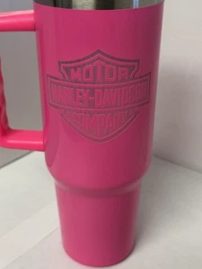Harley Davidson 40 Oz. Stahl Lasergravur Becher mit Wist auf Deckel & Strohhalm - Bild 1 von 5