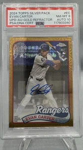 2024 Topps Chrome Silver Pack Gold Rifrattore Evan Carter RC AUTO /50 PSA Auto 10 - Foto 1 di 2