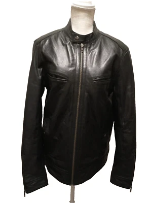 NWOT ASOS Black Leather Body Cotton Lining Fits Chest 38-40" Moto Biker Jacket M - Image 1 of 4