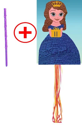 Princess Party Queen Girl Happy Birthday gift Piñata Pinata Pull string STICK - Image 1 of 4