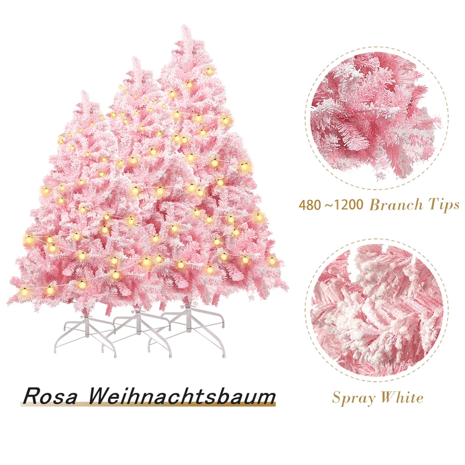 Weihnachtsbaum mit LED Künstlicher Kunstbaum Rosa Christbaum Schnee Tannenbaum - Bild 1 von 1