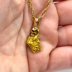 Natural Earth Found 22ct-24ct Gold Nugget Pendant & 9ct Gold Chain with New Box