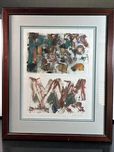 RoBin Leavett Signed Original Abstract Artwork-Framed 1997-25x29.5 Mixed Media - Picture 1 of 15