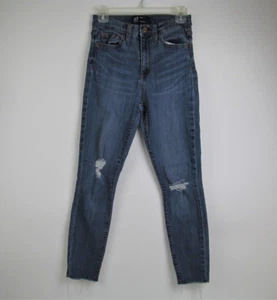 Gap Jeans Womens Size 2/26 R (24x26 Actual) Blue Distressed HR Leggings AK Denim - Picture 1 of 7