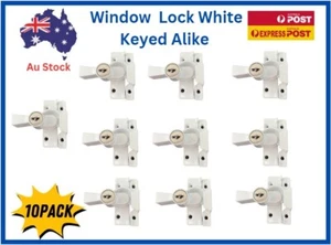 TradeBase Window White Sash Double Hung Lock  Lockable Keyed Alike - 10 Pack - Bild 1 von 6